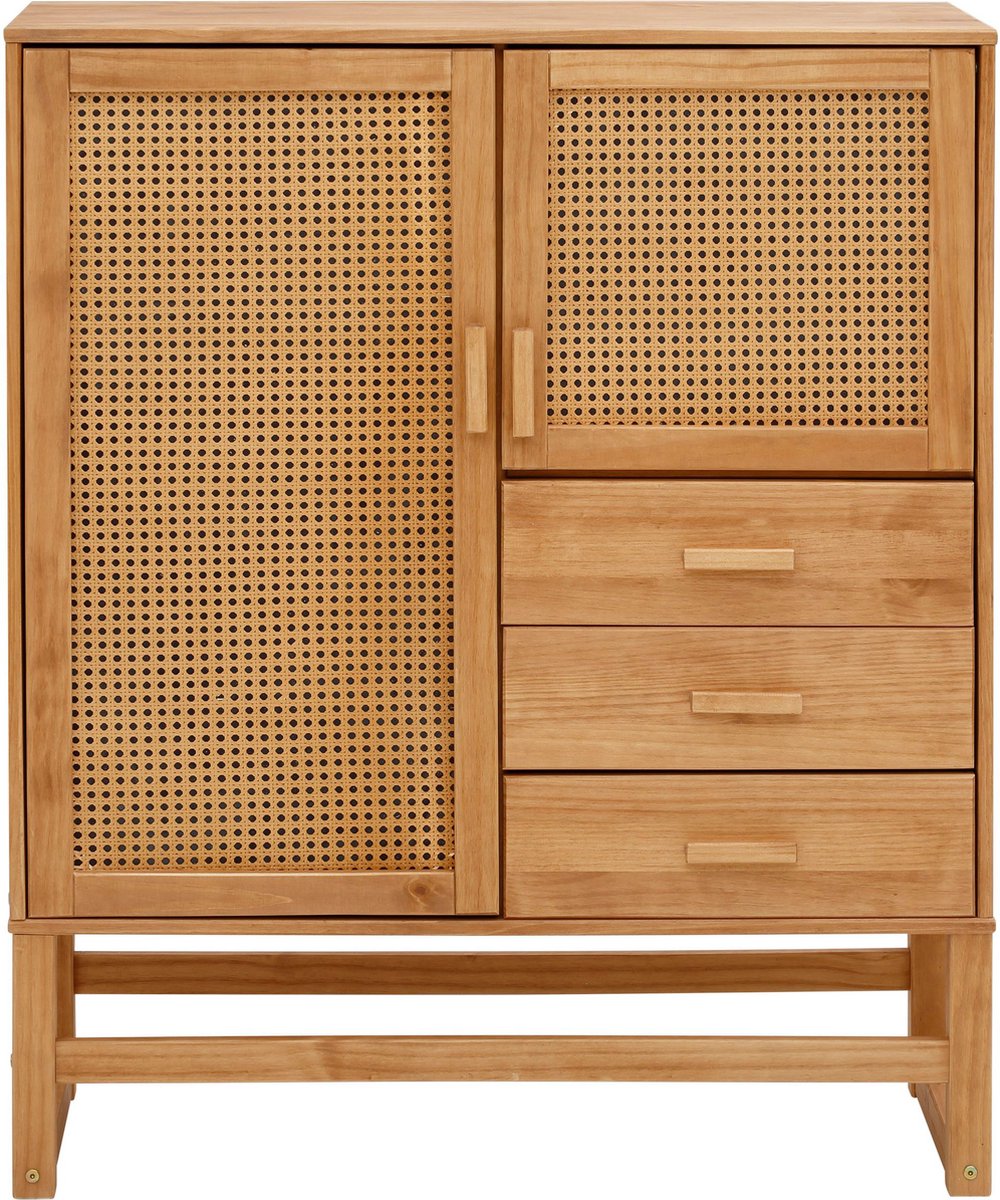 Jolene - Kast met 2 deuren en 3 laden in grenen (110 x 90 x 38 cm)