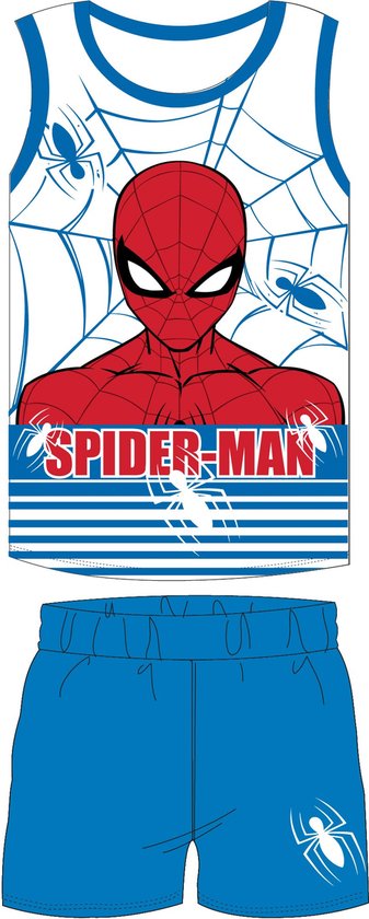 Spiderman singlet shortama / pyjama licht blauw katoen maat 92