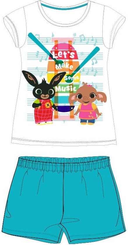 Bing Bunny shortama / pyjama let's make some music turquoise katoen