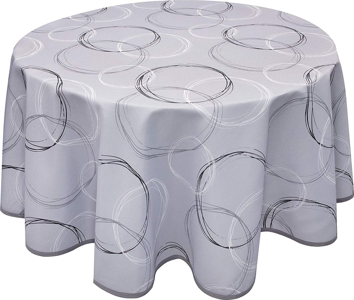 Rechterhoek van de tafel; vuilafstotend, waterafstotend en aparte behuizing vriendelijk; slag in verschillende maten en ontwerpen, cirkel., rond 140 cm