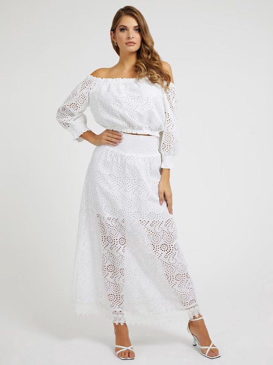 Guess Sangallo Rafa Long Skirt Rokken Dames - Wit - Maat M