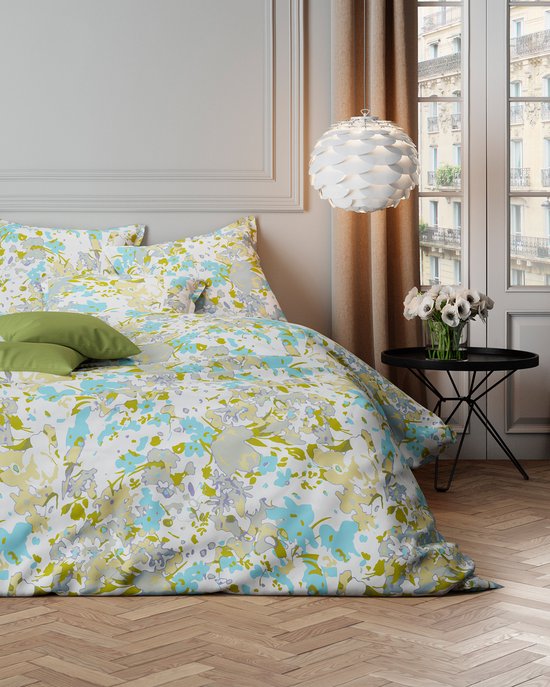Mistral Home - HOUSSE DE COUETTE - satin de coton - 240 x 220 cm + 2x 65 x 65 cm - double - Flowersplash - multicolore