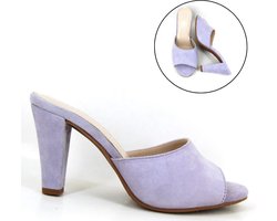 Stravers - Luxe Lila Muiltjes met Hak Maat 35 Kleine Maten Slippers Hoge Hakken