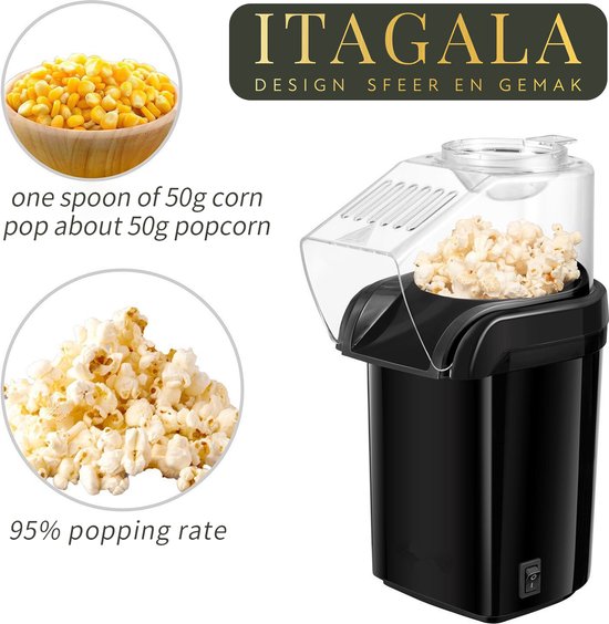 ITAGALA Popcorn Machine Heteluchtsysteem Popcorn Maker Popcorn