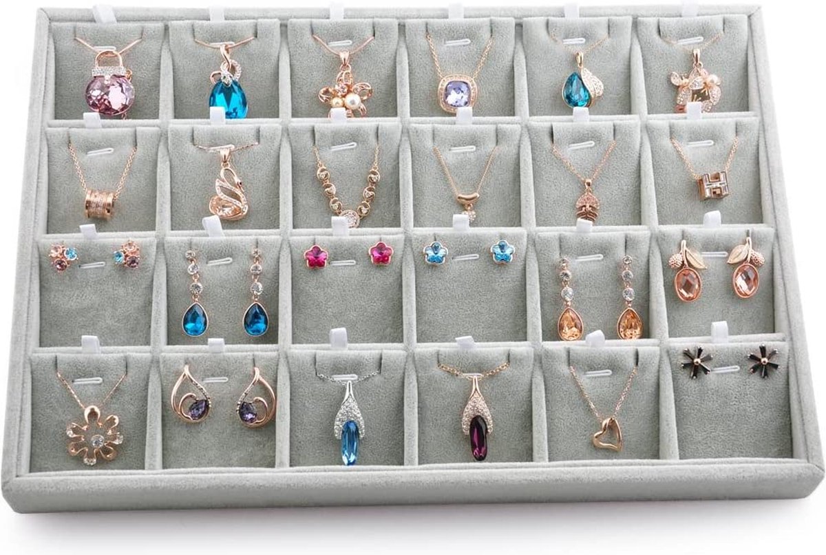 24 rasterhangers oorbel sieraden opbergen, sieradendienblad organizerplaat display opbergdienblad
