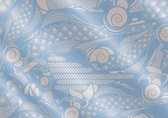 Fotobehang - Vlies Behang - Blauw en Zilveren Ornament - Patroon - Kunst - 254 x 184 cm