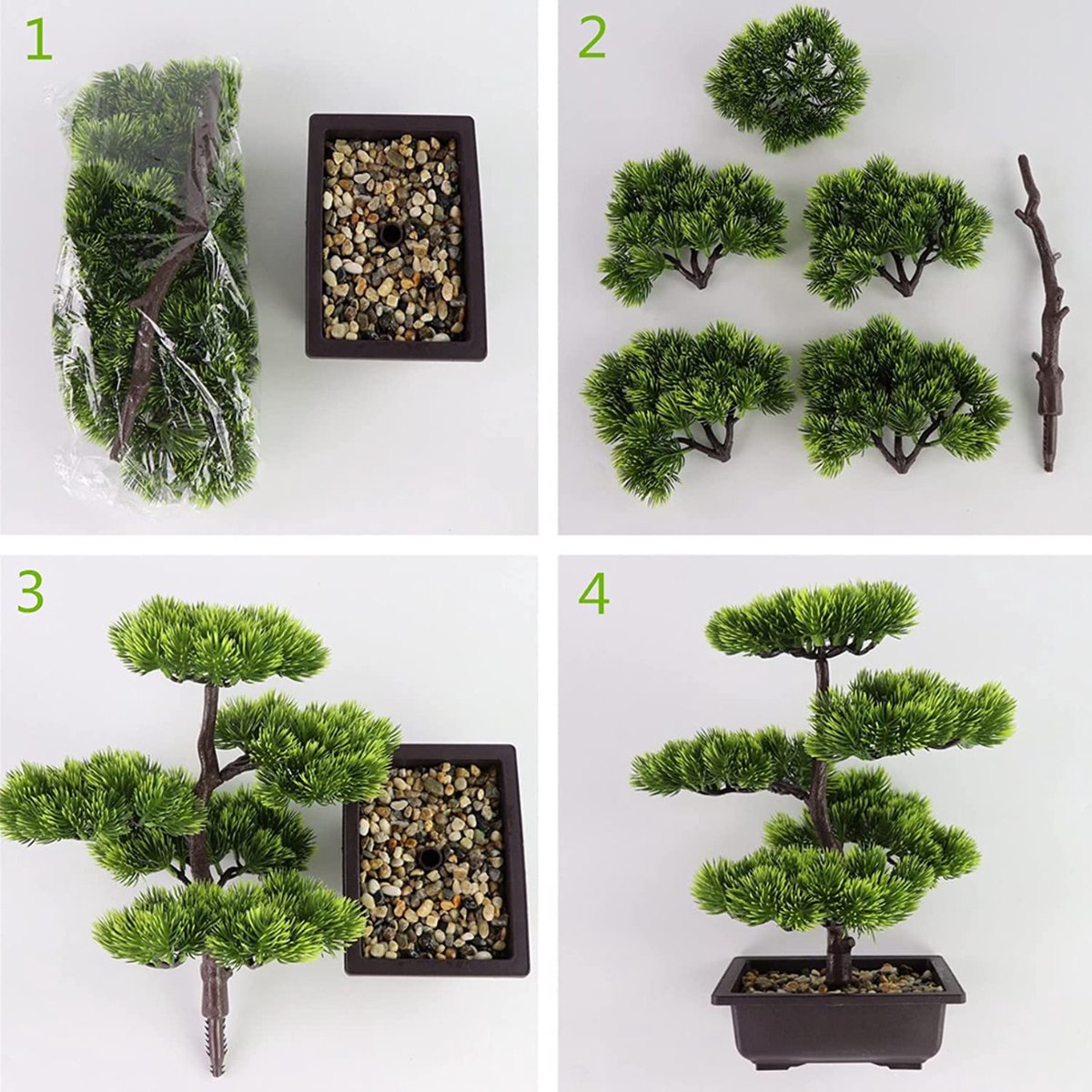 Bonsaï artificiel mini bambou en pot PVC carré - plante artificielle d'intérieur - H.50cm main image 1