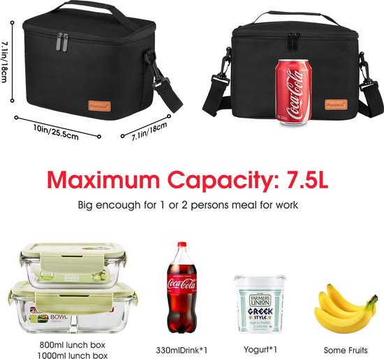 Sac Isotherme Repas Glaciere Sac Grande Capacité Lunchbox Portable Sac de  Pique Nique Lunch Bag avec Bandoulière Réglable pour Le École Le Travail  Camping Voyage 