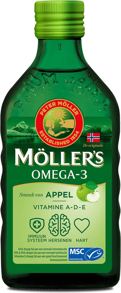 Goedkoopste Möller's Omega-3 Appel - 250 ml - Visolie - Levertraan - Voedingssupplement - Met vitamine D
