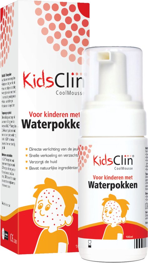 KidsClin Waterpokken CoolMousse 100 ml - Waterpokken Kind verzachten met Waterpokken Schuim, alternatief voor Zemelenbad, direct verkoelend en verzachtend effect tegen waterpokken/windpokken/wijnpokken, voorkomt littekens en makkelijk aan te brengen