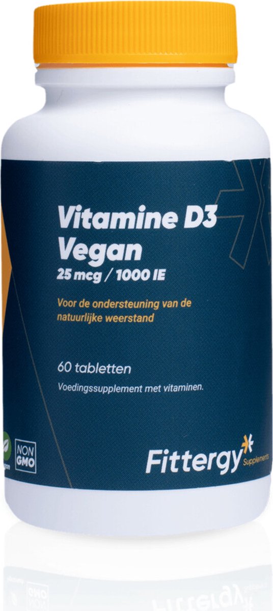 Fittergy Supplements Vitamine D3 25mcg Vegan 60 tabletten