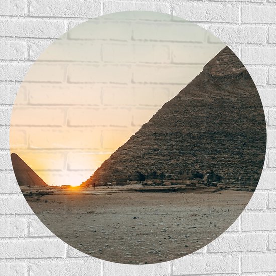 Muursticker Cirkel - Woestijn met Piramides - Egypte - 90x90 cm Foto op Muursticker