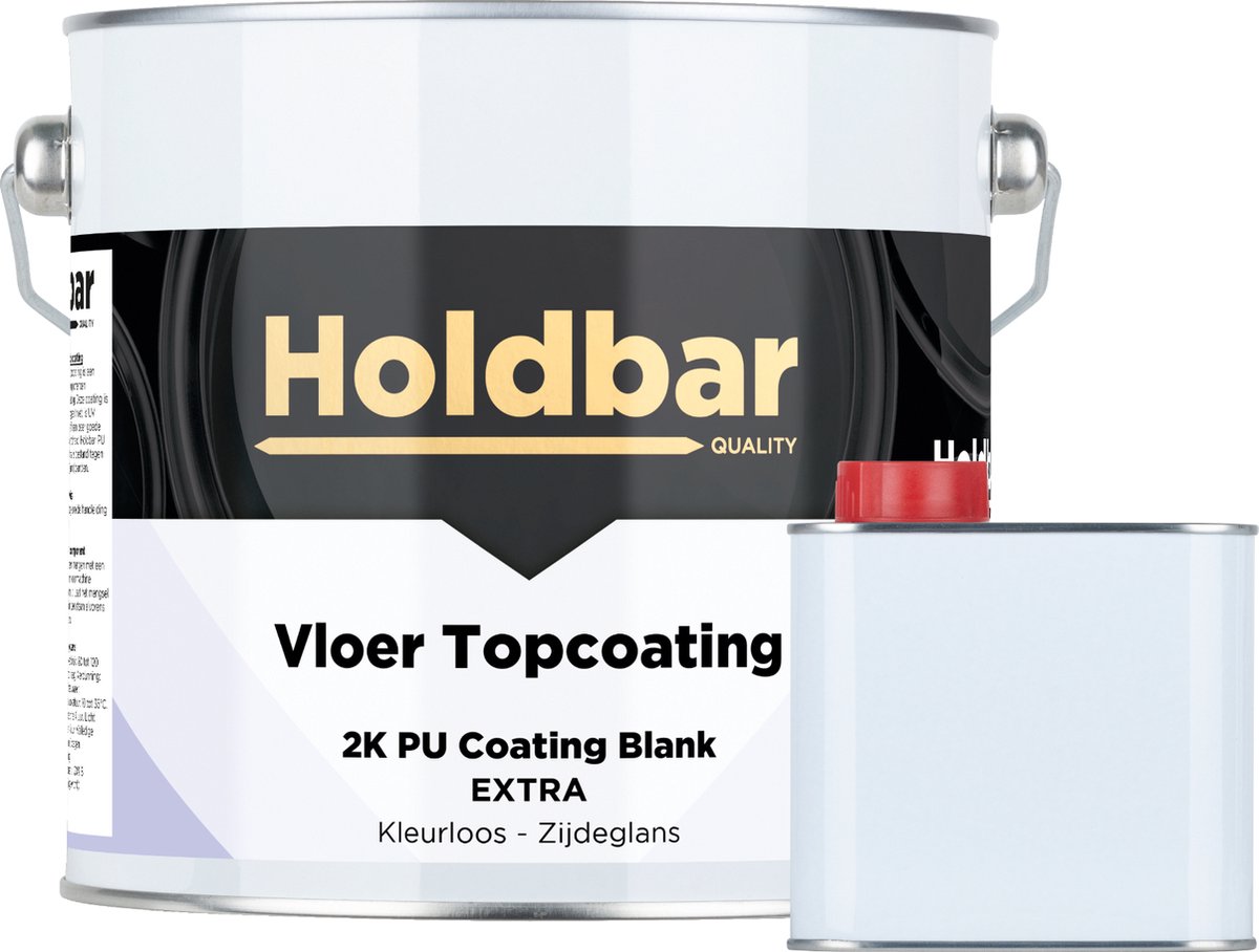 Holdbar Vloer Topcoating Extra Zijdeglans 2,5 kg - Vloerverf - Bestand Tegen Weekmakers in Rubber Banden - Transparant - Glashelder - Vergeelt niet - Slijtvast - UV-bestendig - Voor binnen en buiten - 2 Componenten