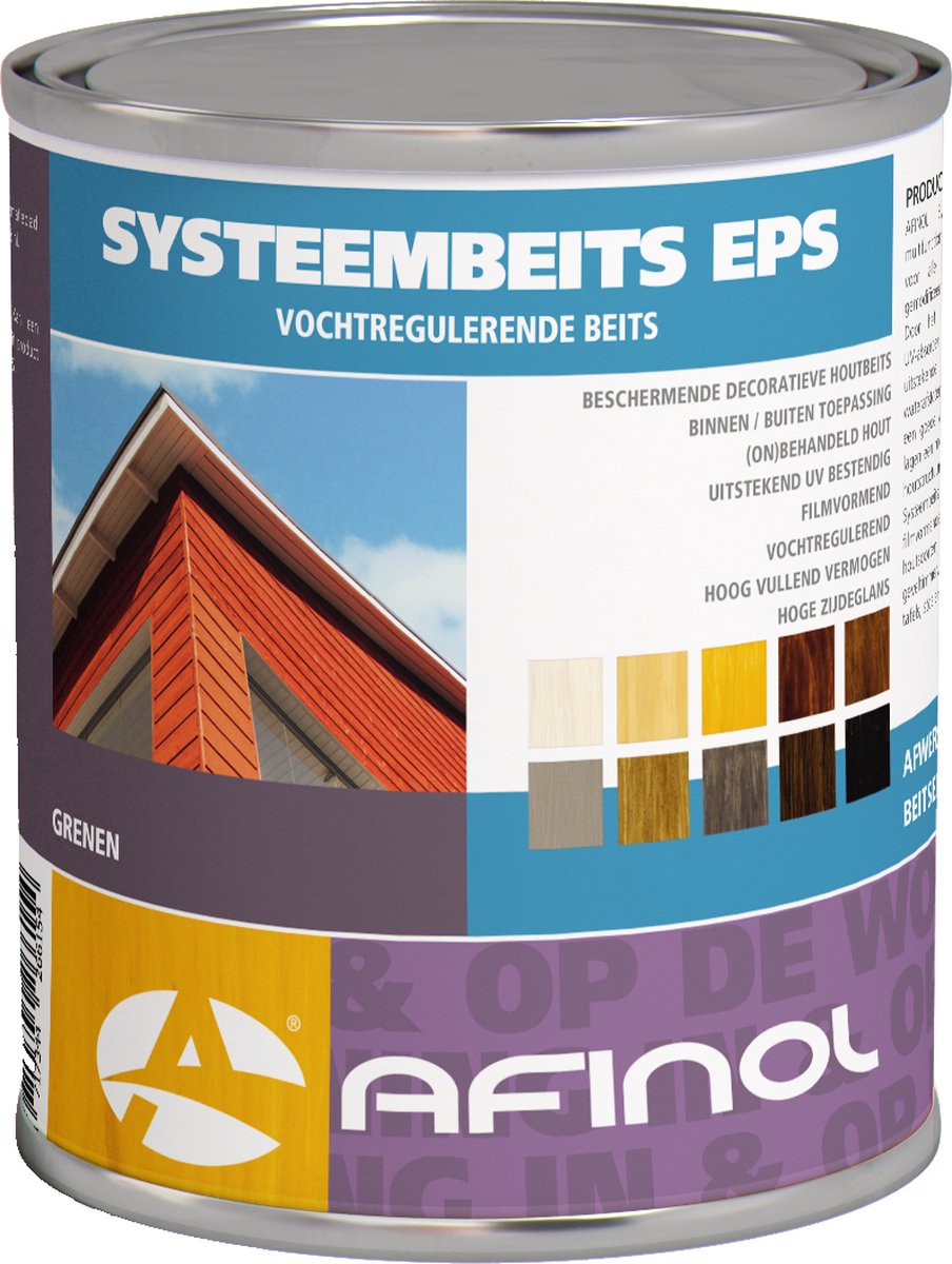 Afinol Systeembeits Dark Brown 750 ml - Met UV-Filter - Uitstekend geschikt als Buiten Beits - Tuinbeits - Laagvormend - Glans - in 9 populaire kleuren