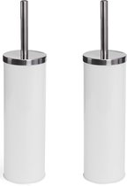 MSV Toiletborstel - houder/wc-borstel - 2x - metaal - ivoor wit 38 cm