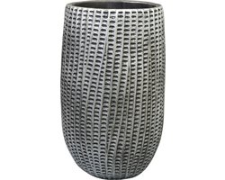 Ter Steege Bloempot/plantenpot hoog model - binnen - zwart/metaal look - D15/H24 cm - cement