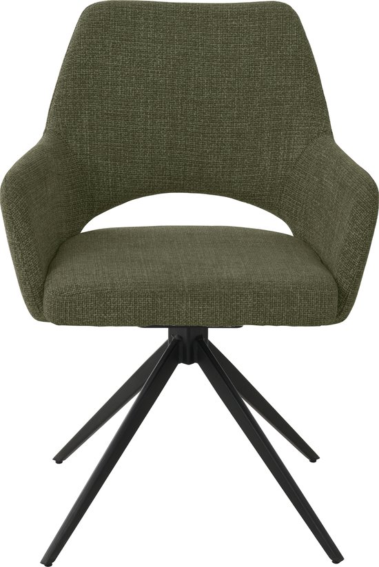 Chaise de salle à manger Nova - Vert - Tissu tissé - Chaise pivotante - Chaise de salle à manger Design