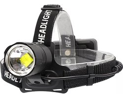 Led-hoofdlamp 5400 lumen XHP90.4 ultra long PROFESSIONAL-XLED - oplaadbaar USB zoeklicht - CE gekeurd. Met deze hoofdlamp kunt u s,nachts enige uren werken net of het dag is.