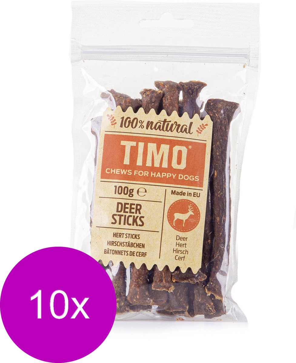 Timo Sticks 100 g - Hondensnacks - 10 x Hert