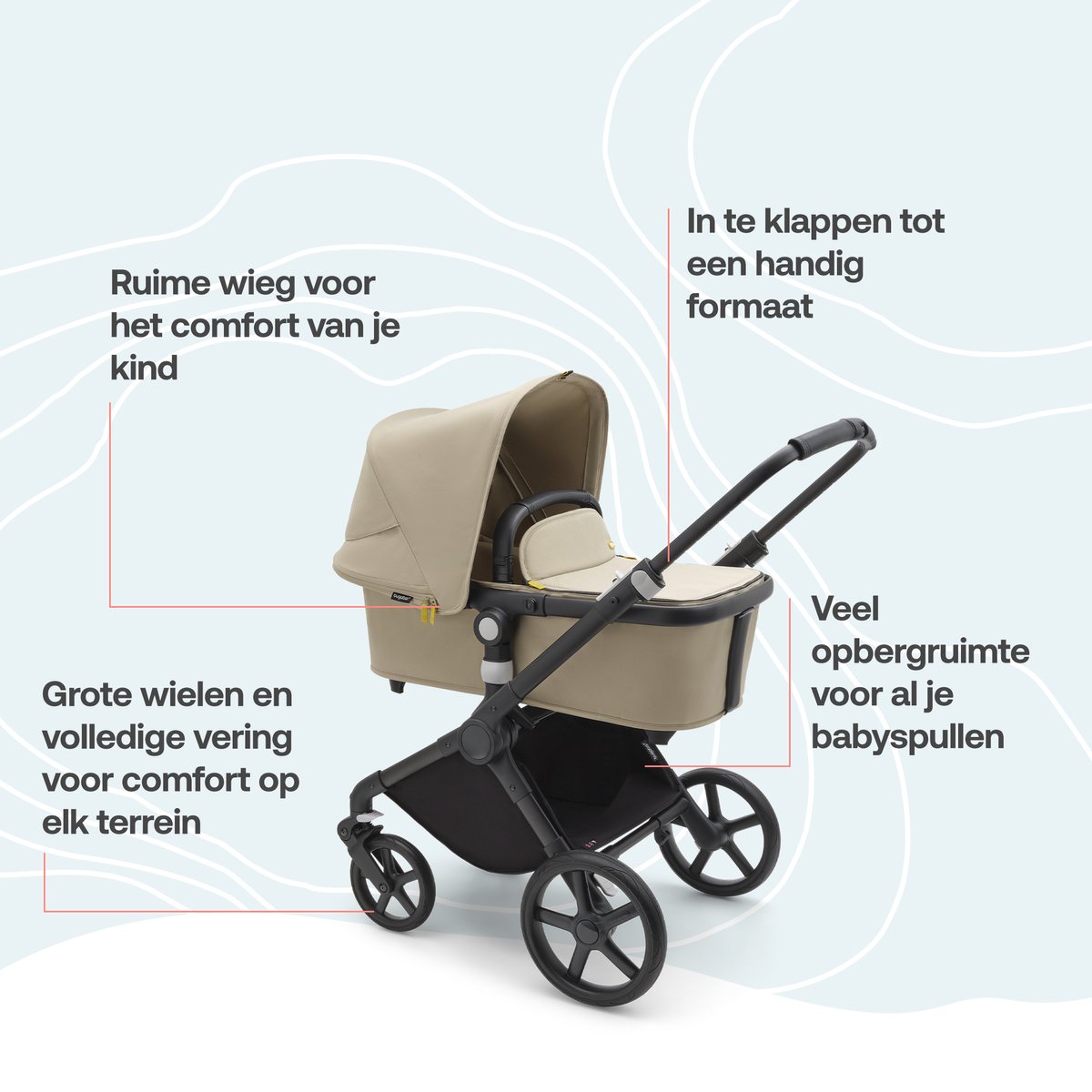 Bugaboo Fox Cub - All-terrain Kinderwagen met Wieg en Stoel, Inklapbaar en Zelfstaand, Desert Beige thumbnail 2