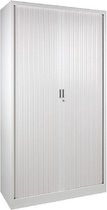 Roldeurkast, jaloeziedeurkast, archiefkast, rolluikkast, kantoorkast met roldeuren, 198 x 120 x 43 cm (HxBxD) Kleur wit.