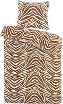 Zachte flanel dekbedovertrek zebra - eenpersoons (140x200/220) - heerlijk warm en hoogwaardig - donsachtig laagje