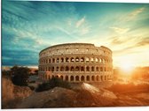 Dibond - Zonsondergang achter het Colesseum in Rome, Italië - 80x60 cm Foto op Aluminium (Met Ophangsysteem)