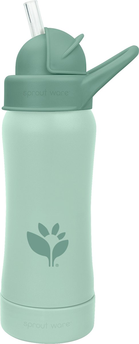 Green Sprouts - Sprout Ware® Straw Bottle | Plant-Plastic Drinkfles met Rietje 295ml - Sage