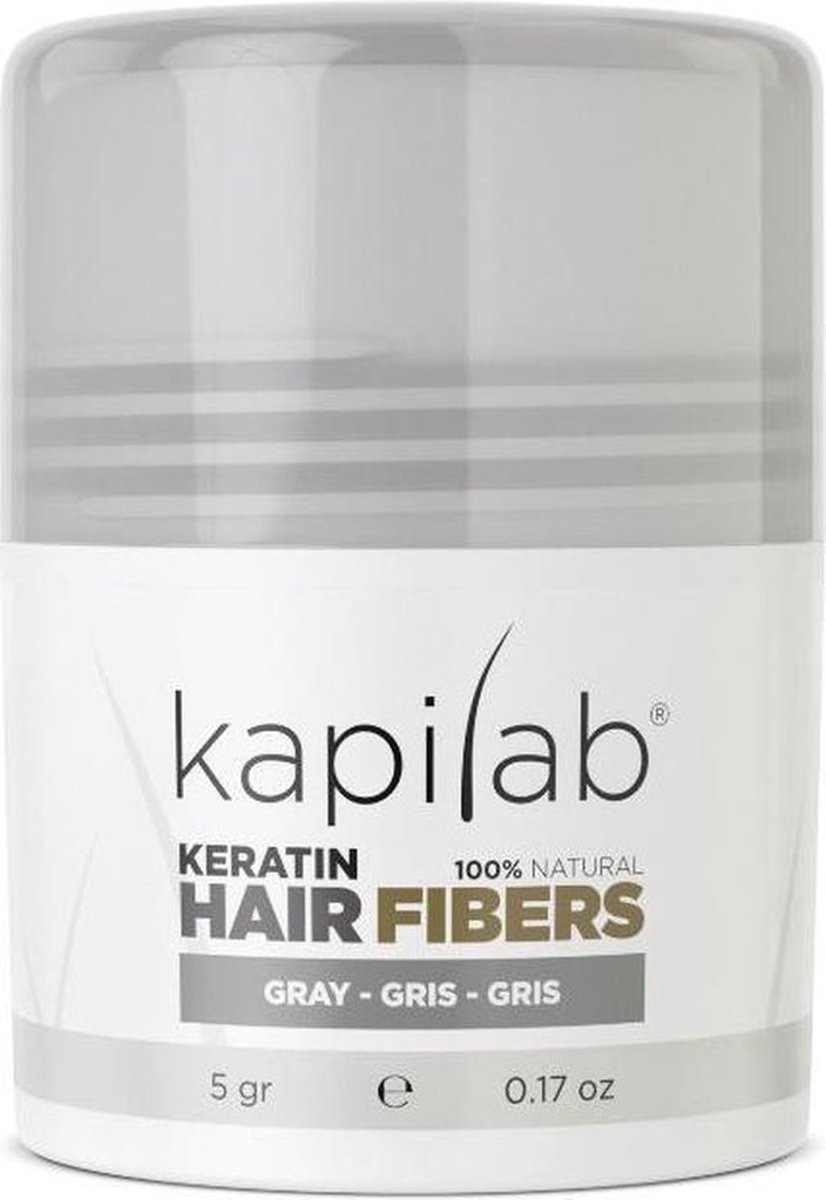 Kapilab Keratine Volumepoeder Grijs - Geeft volume aan het haar - Verbergt haaruitval - 100% natuurlijk - 5 gram