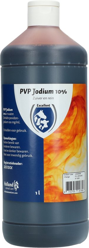 Excellent Jodium Shampoo – 10% PVP Jodium – Uitsluitend voor dieren – Reinigt huid en vacht – Huidvriendelijk en prikt niet – Klepsluiting – 1L