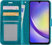 Hoes Geschikt voor Samsung A34 Hoesje Book Case Hoes Flip Cover Wallet Bookcase - Turquoise