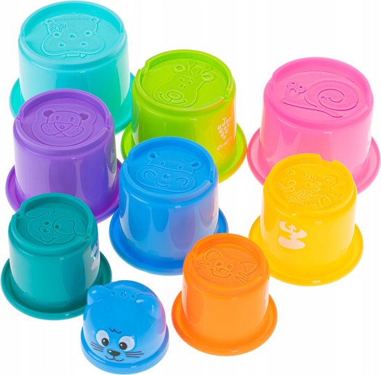 Stapel Speelgoed - Stapeltoren - Stapel Bekers - Stacking Cups - Badspeelgoed - Speelgoed voor in bad - Educatief Speelgoed - Montessori Speelgoed - Sensorisch Speelgoed - Educatief Speelgoed - Water Speelgoed - Strandspeelgoed van Mowglispeelgoed — afbeelding 3