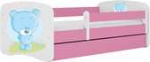 Kocot Kids - Bed babydreams roze blauw teddybeer zonder lade met matras 160/80 - Kinderbed - Roze