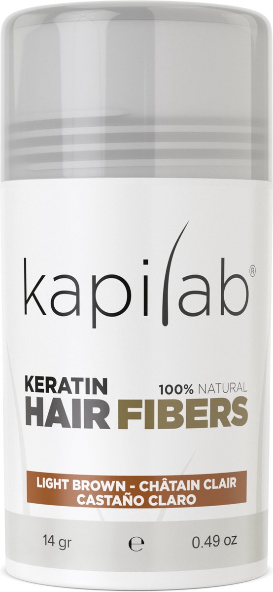 Kapilab Hair Fibers Lichtbruin - Keratine haarvezels verbergen haaruitval - Direct voller haar - 100% natuurlijk - 14 gram