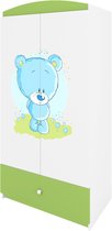 Kocot Kids - Kledingkast babydreams groen blauw teddybeay - Halfhoge kast - Groen