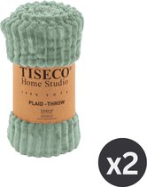 Tiseco - Deken RIBBLE - SET/2 - microflanel plaid - 130x160 cm - Groen