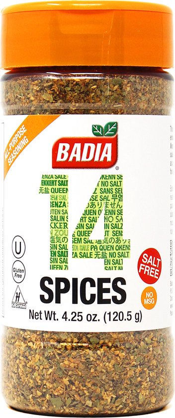 Badia Épices | 14 Épices Assaisonnement No Sel | Sans sel | 120,5 grammes