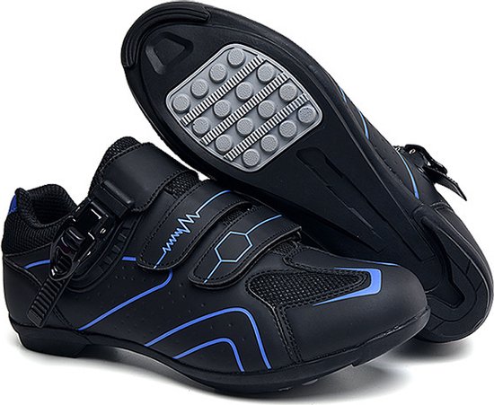RAMBUX® - Chaussures de cyclisme - Chaussures pour femmes VTT Homme & Femme - Zwart Blauw - Semelle Plate - Chaussures Vélo - Click Shoes - VTT - Vélo Route - Taille 46