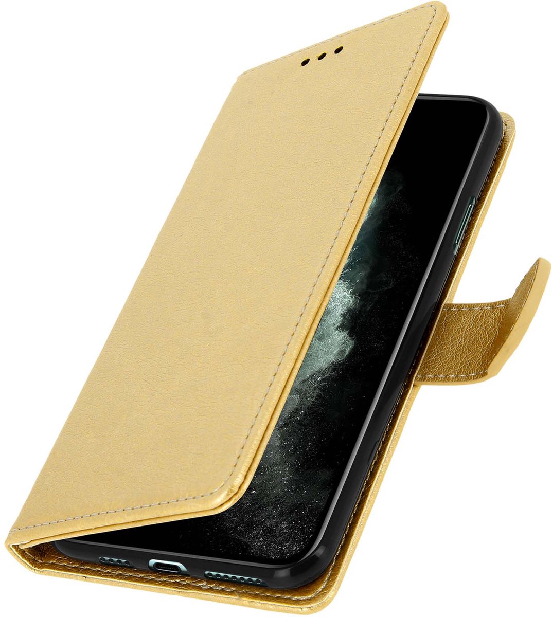 Avizar Étui pour Geschikt voor Apple iPhone 11 Pro Max Housse Intégrale Porte-cartes Fonction Support, Goud