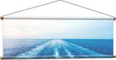 WallClassics - Affiche Textile - Pistes de Bateau dans la Mer - 120x40 cm Photo sur Textile