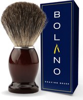 Bolano® Premium Durable Shaving Brush Brown - Blaireau de rasage Classique pour homme et femme - Poils souples 100% naturels pour une répartition optimale - D813
