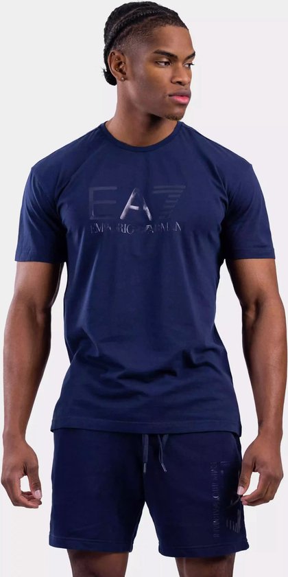 EA7 Emporio Armani Big Chest Logo T-Shirt Heren Blauw - Maat: XS