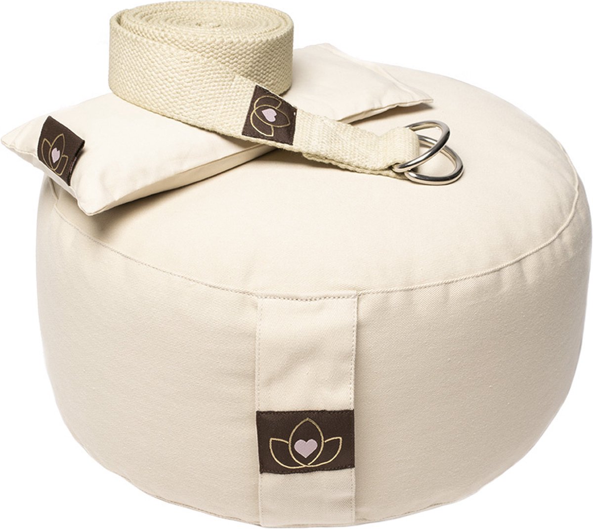 Pakket meditatiekussen, oogkussen en riem sand - Lotus