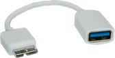 USB Micro B (m) naar USB-A (v) OTG adapter - USB3.0 - tot 0,9A / wit - 0,20 meter