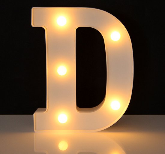 Lichtgevende Letter D - 16 cm - Wit - LED