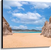 WallClassics - Toile - Rochers sur la plage de Playa Del Divorcio, Mexique - 100x100 cm Tableau sur toile (Décoration murale sur toile)