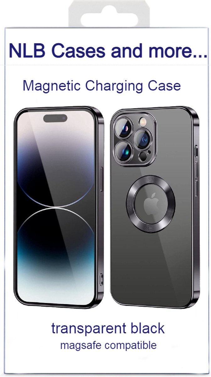 Premium MagSafe Compatibel Hoesje voor iPhone 14 Plus Magnetisch en Lensbescherming Transparant/Zwart