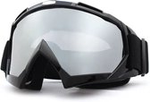 Skibril - Snowboardbril - Crossbril - Zwart - Zilver Spiegel