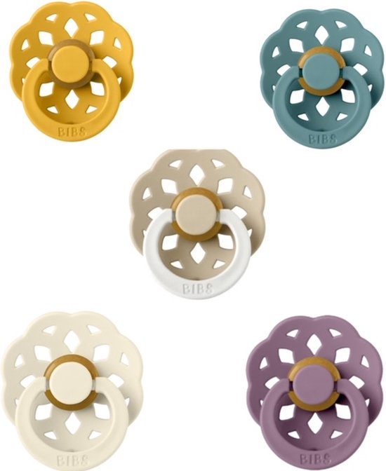 BIBS Boheme Fopspeen set 5 stuks Mauve,Island Sea,Honey Bee,Ivory en