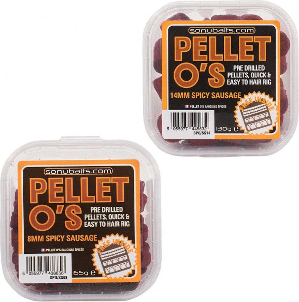 Sonubaits Pellet O’s Pre-Drilled Pellet 14mm – Voorgeboorde Pellet Hookbaits voor Specimen Vis - Smaak : Spicy Sausage